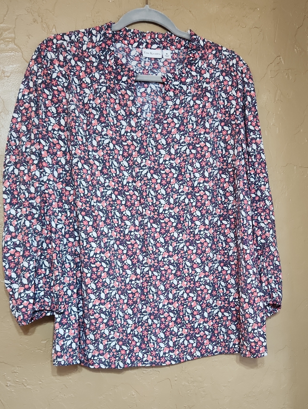 Kim Rogers Floral Pull Over Blouse Size M